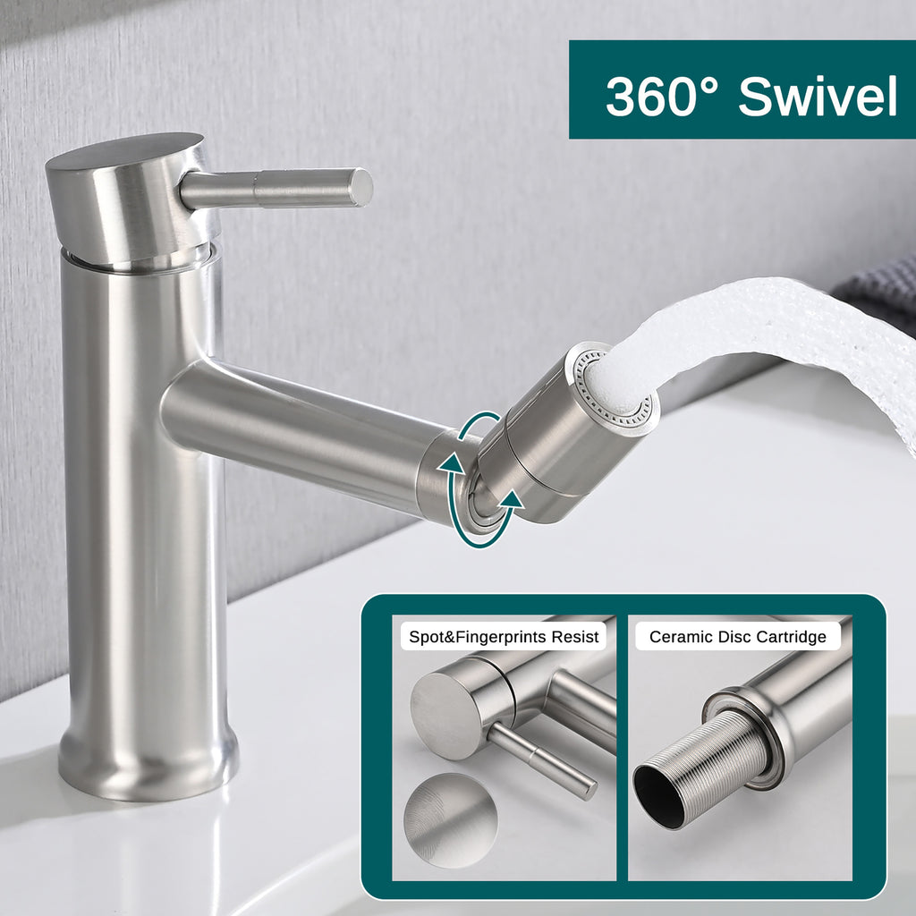 Brushed Nickel Bathroom Faucet for Bathroom Sink