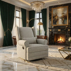 34.25" Extra Wide Off-White Swivel Recliner Glider Chair