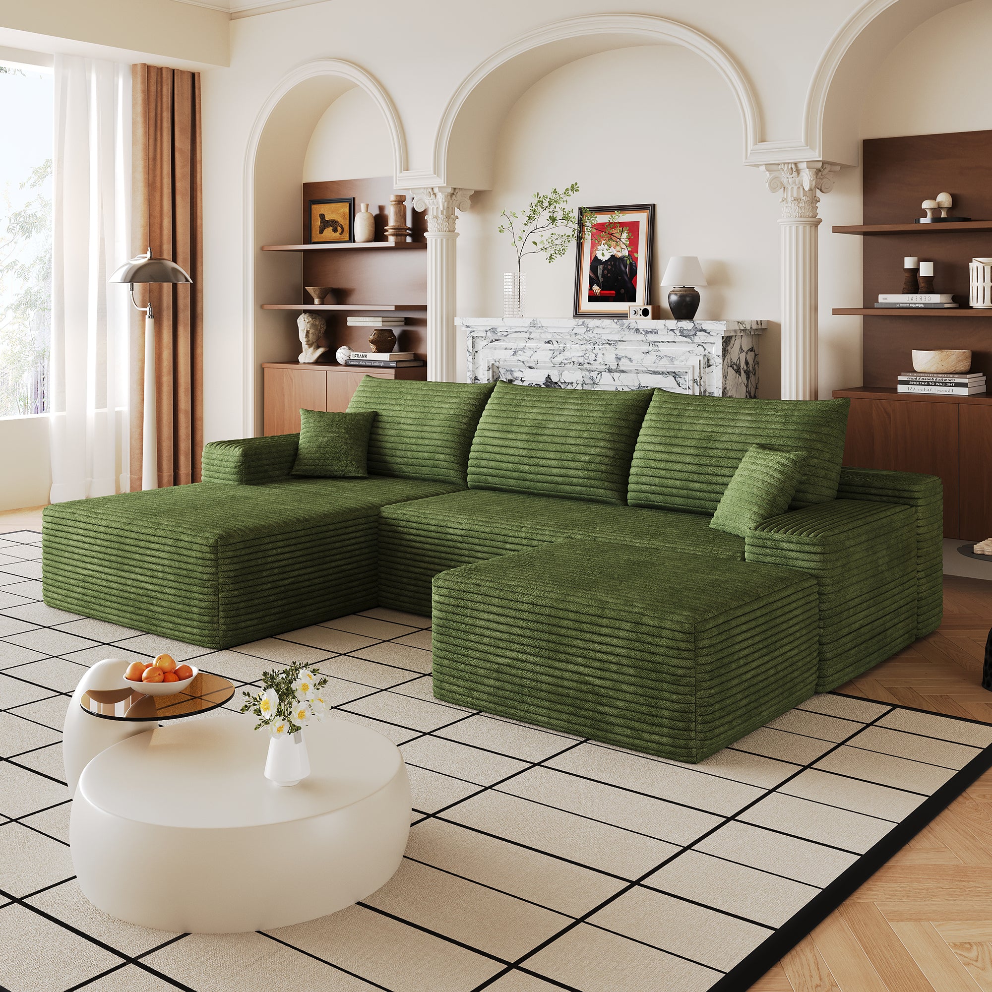 107" Cloud Sectional Sofa with Ottoman