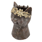 8.5x7.7x12.4" Magnesium Cat Statue Planter with Textured