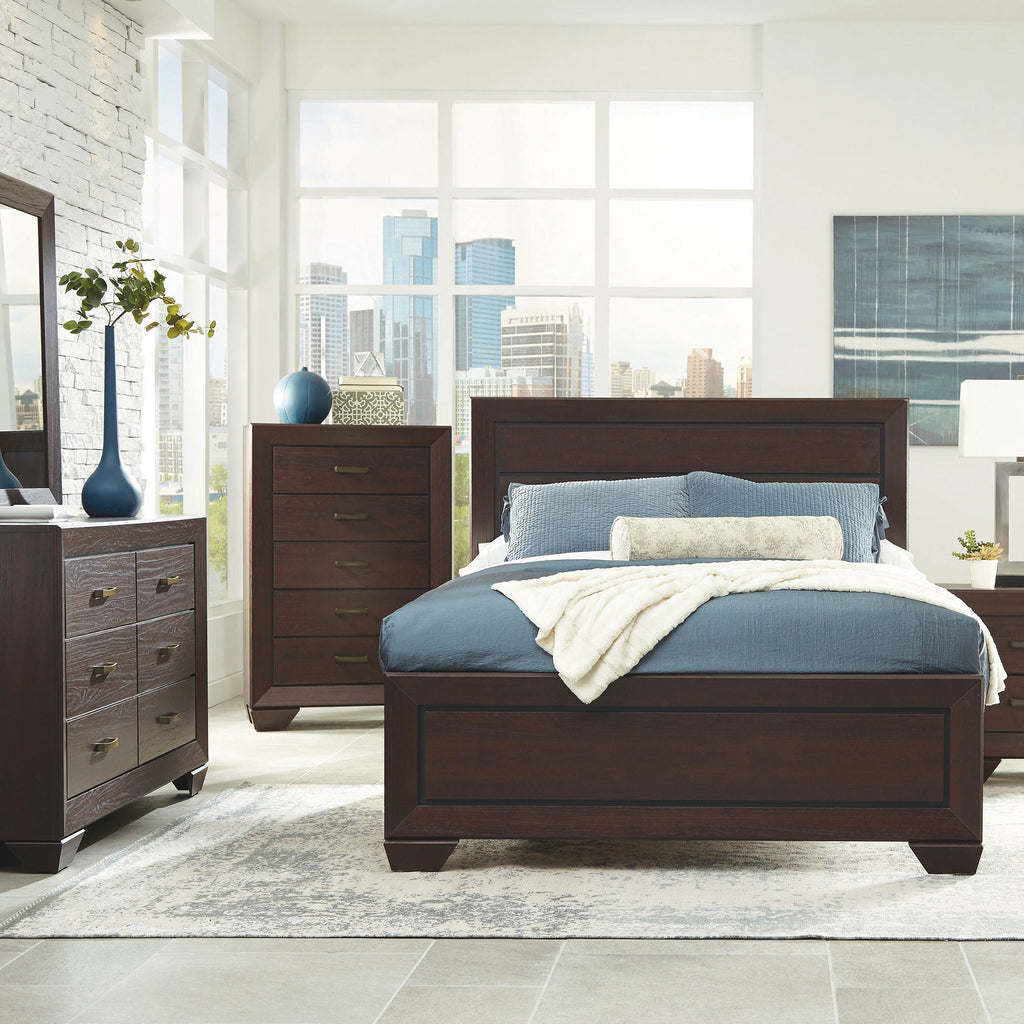 Harrison Wood Queen Panel Bed - Dark Cocoa