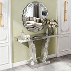 Silver Crush Diamond Round Wall Mirror