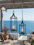 Set of 2 Arched Iron Lanterns