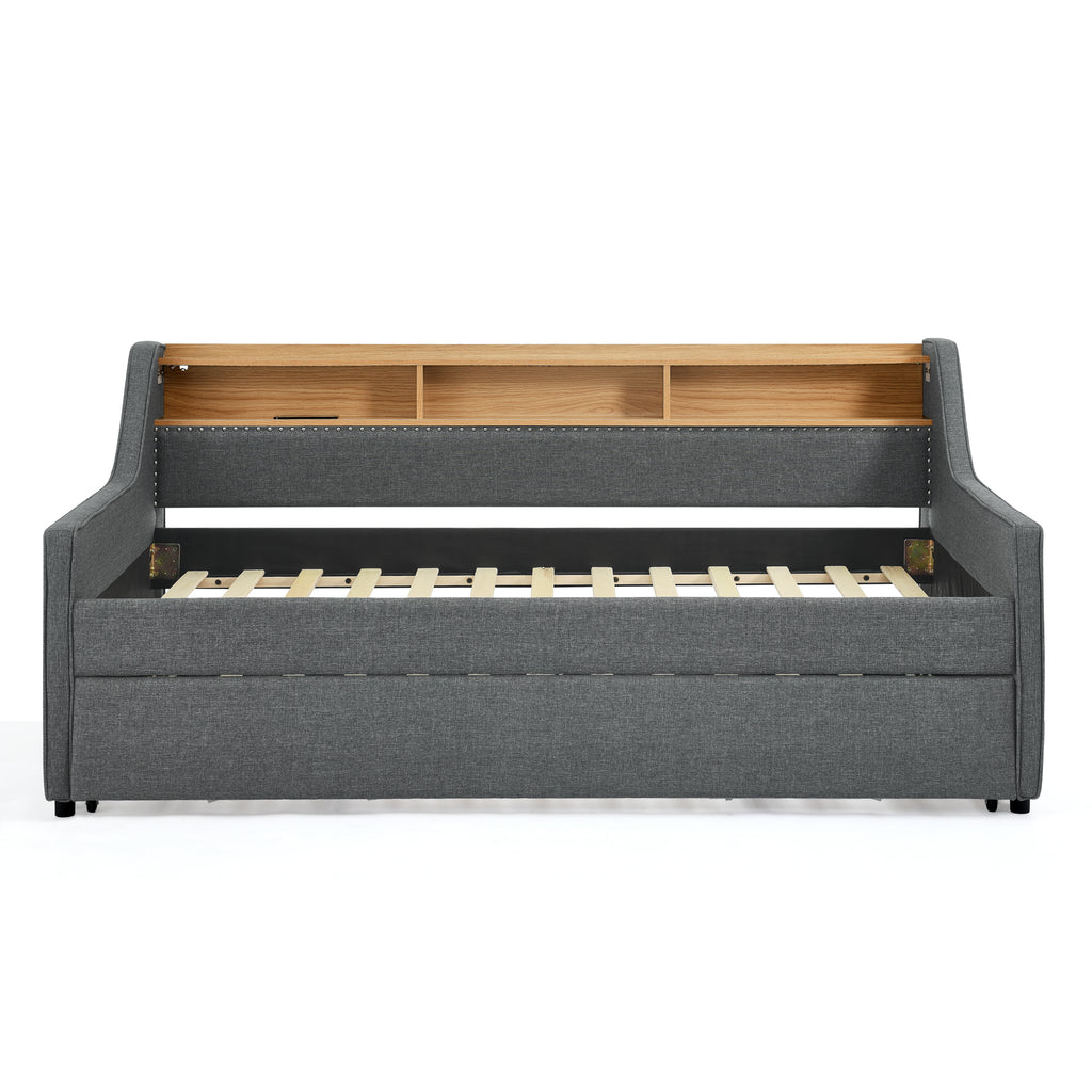 Twin Size Upholstery Sofa Bed with LED Lights