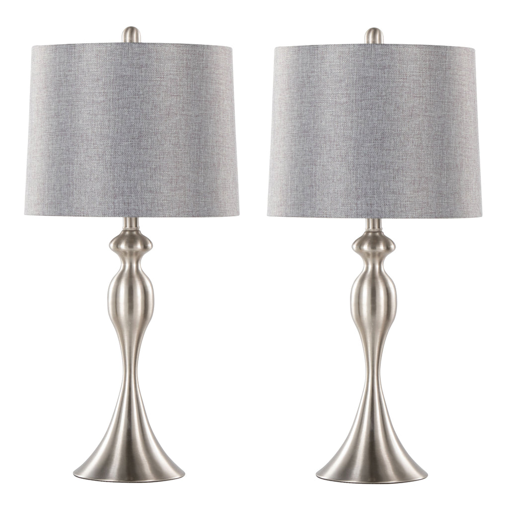 27" Contemporary Metal Table Lamp in Brushed Nickel