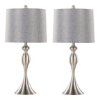 27" Contemporary Metal Table Lamp in Brushed Nickel