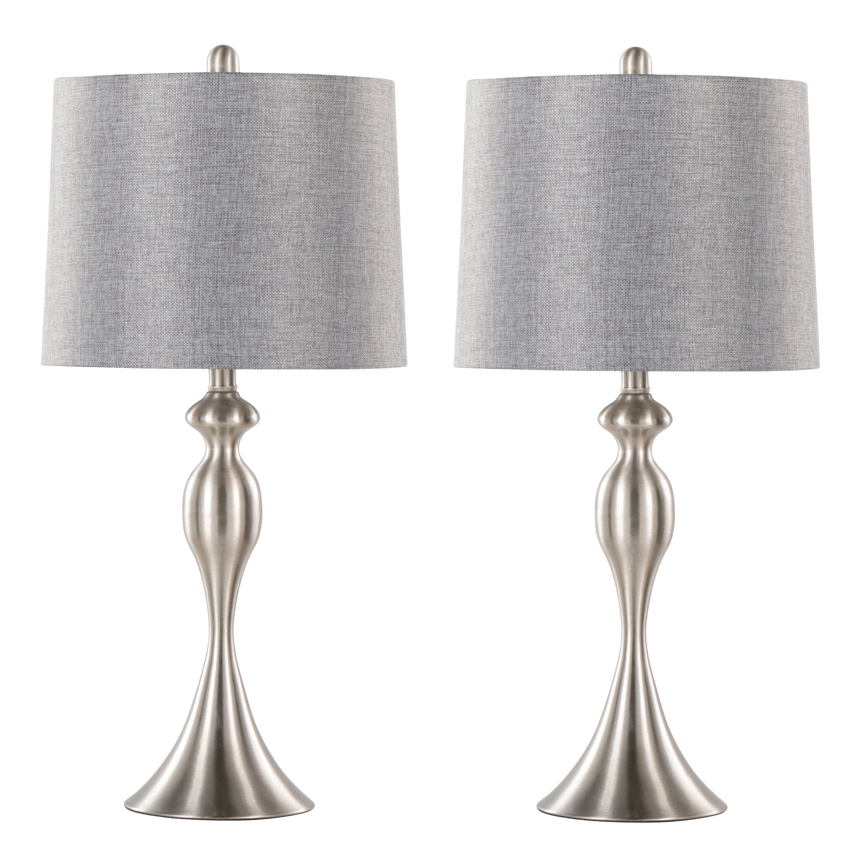 27" Contemporary Metal Table Lamp in Brushed Nickel