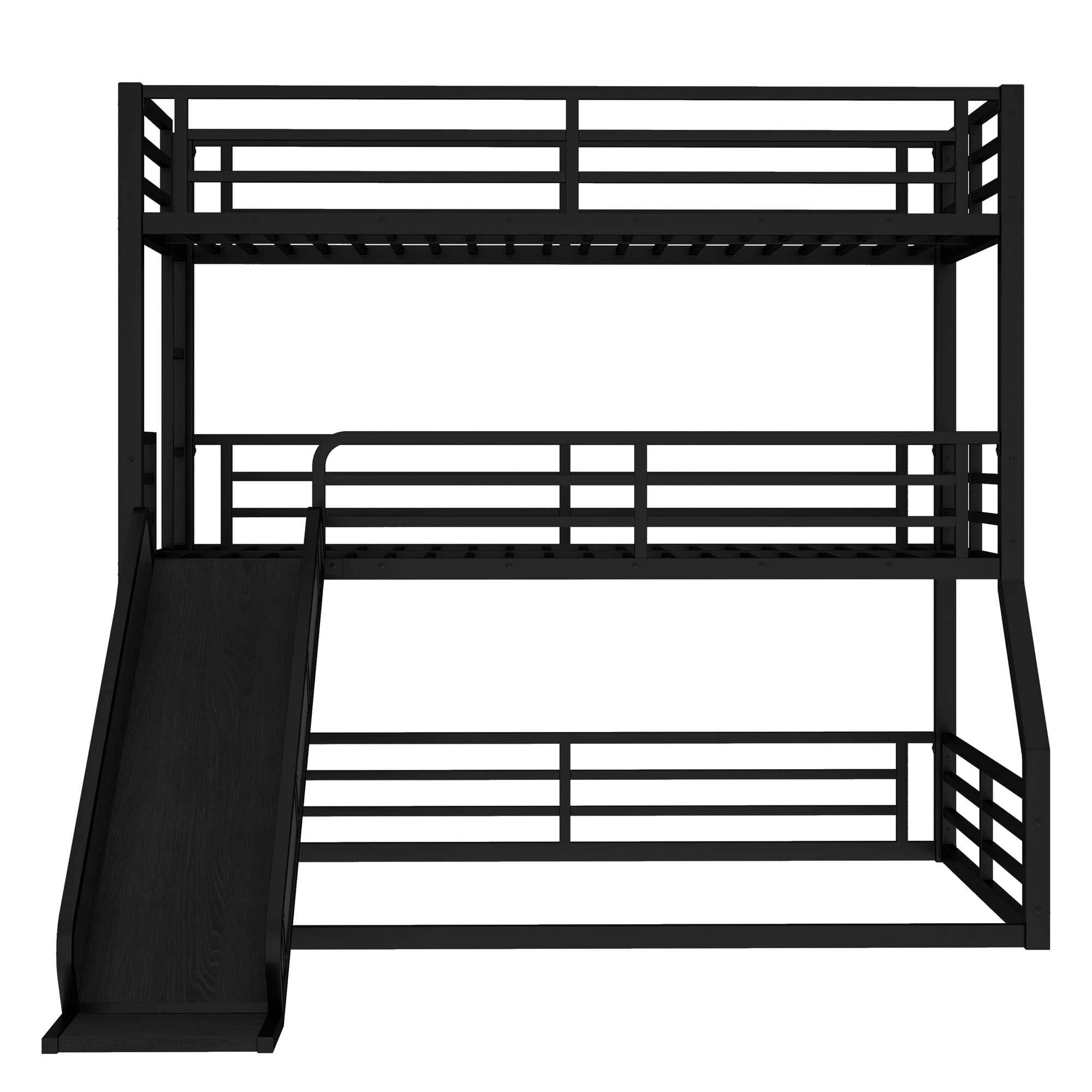 Metal Triple Bunk Bed with Slide