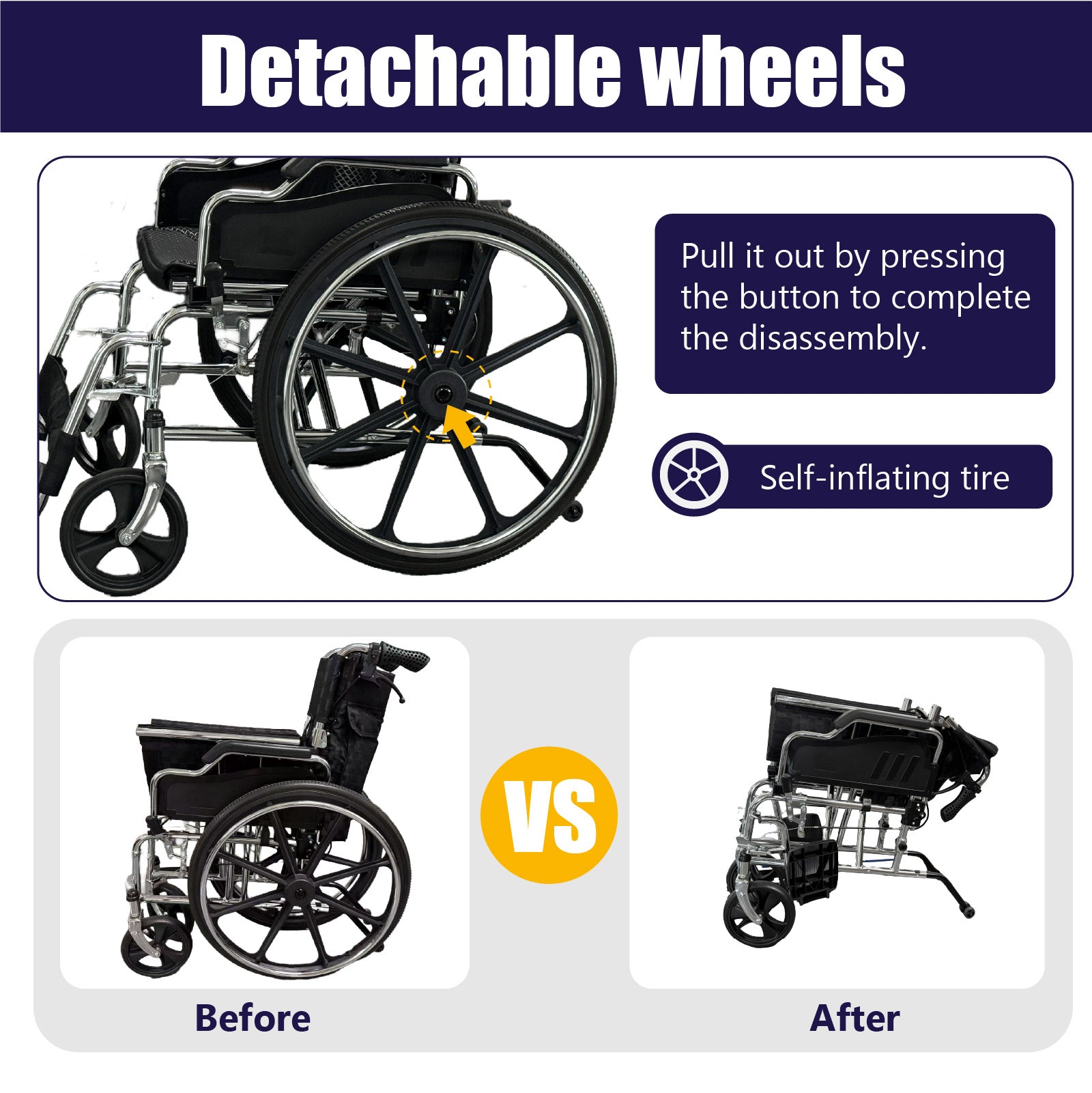 Folding Manual Transport Wheelchair, 18" Seat