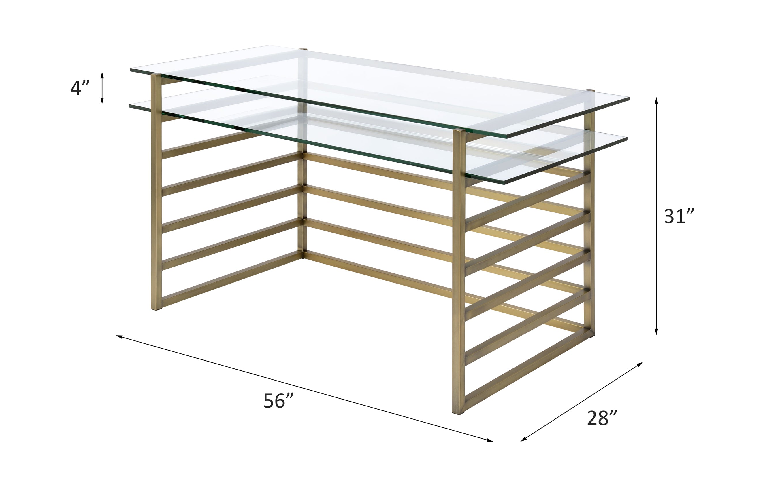 Shona Clear Glass Top & Antique Writing Desk