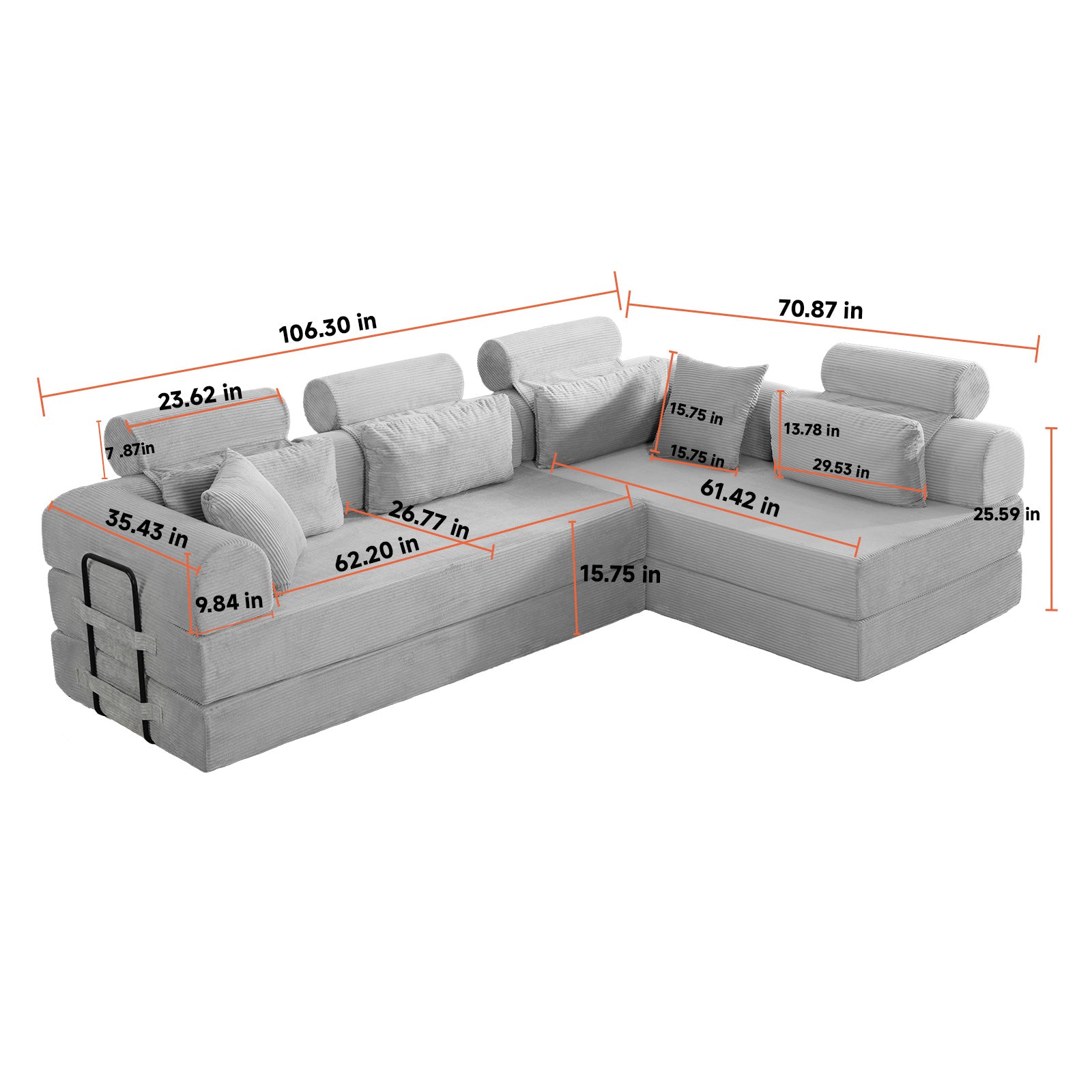 L Shape Modular Sectional Sofa - Compressed Sectional Sofa