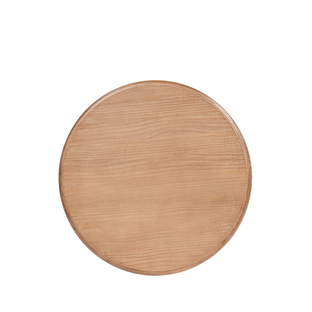 Winslow 24-Inch Round Reclaimed Pine Wood Pedestal Side Table, Antique