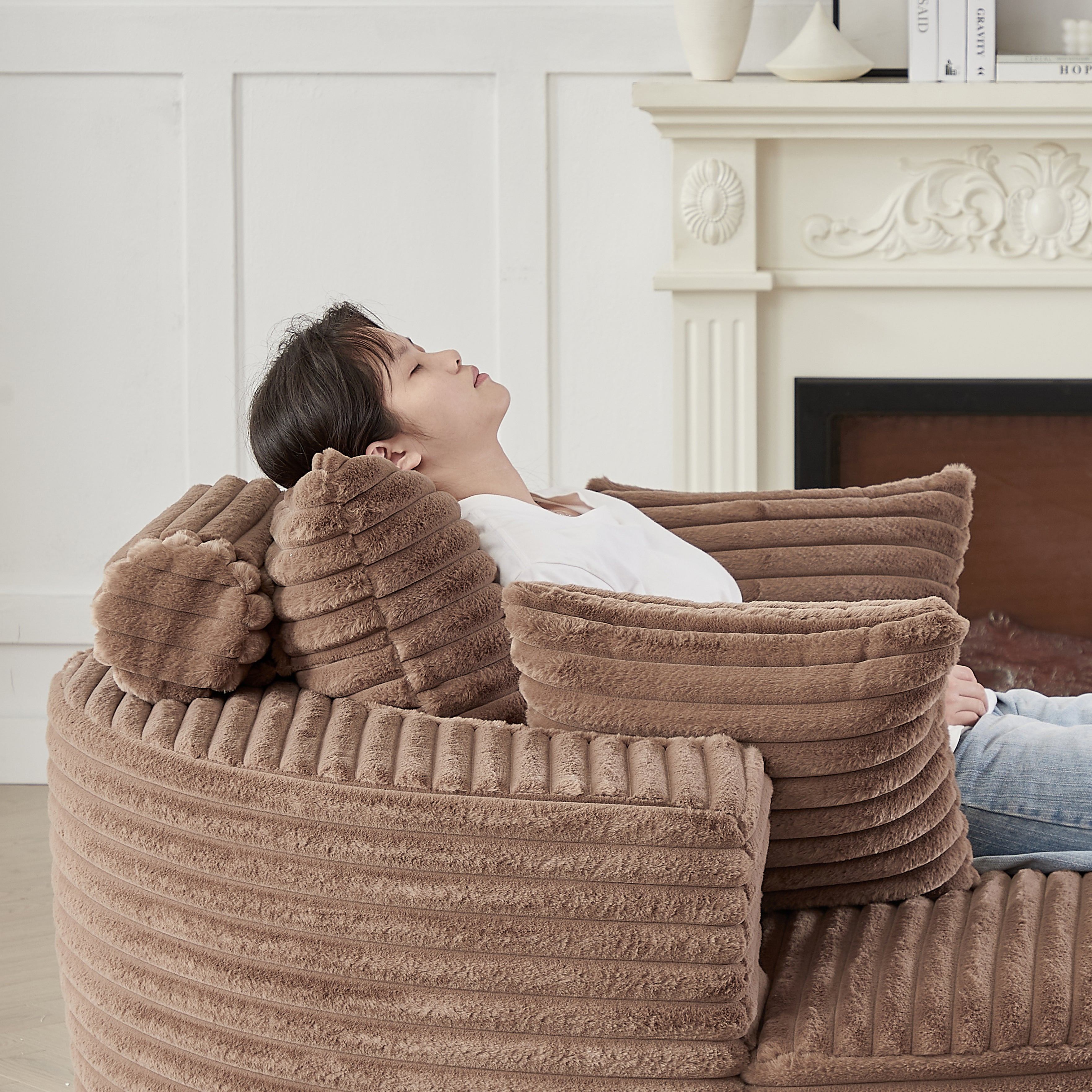 55" Corduroy Sponge Sleeper Chair
