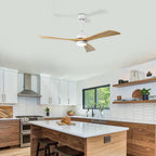 52" Solid Wood Blades Ceiling Fan with Lights Remote Control