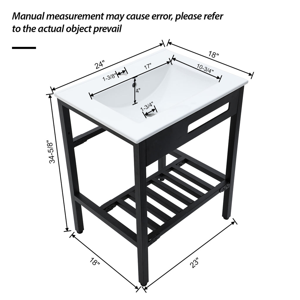 24" x 18" Bathroom Ceramic Console Sink
