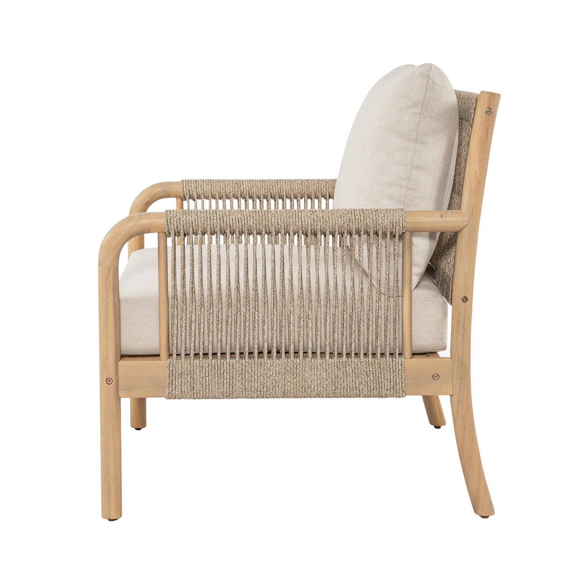 Casper Outdoor Club Chair Acacia Wood and Woven Rope
