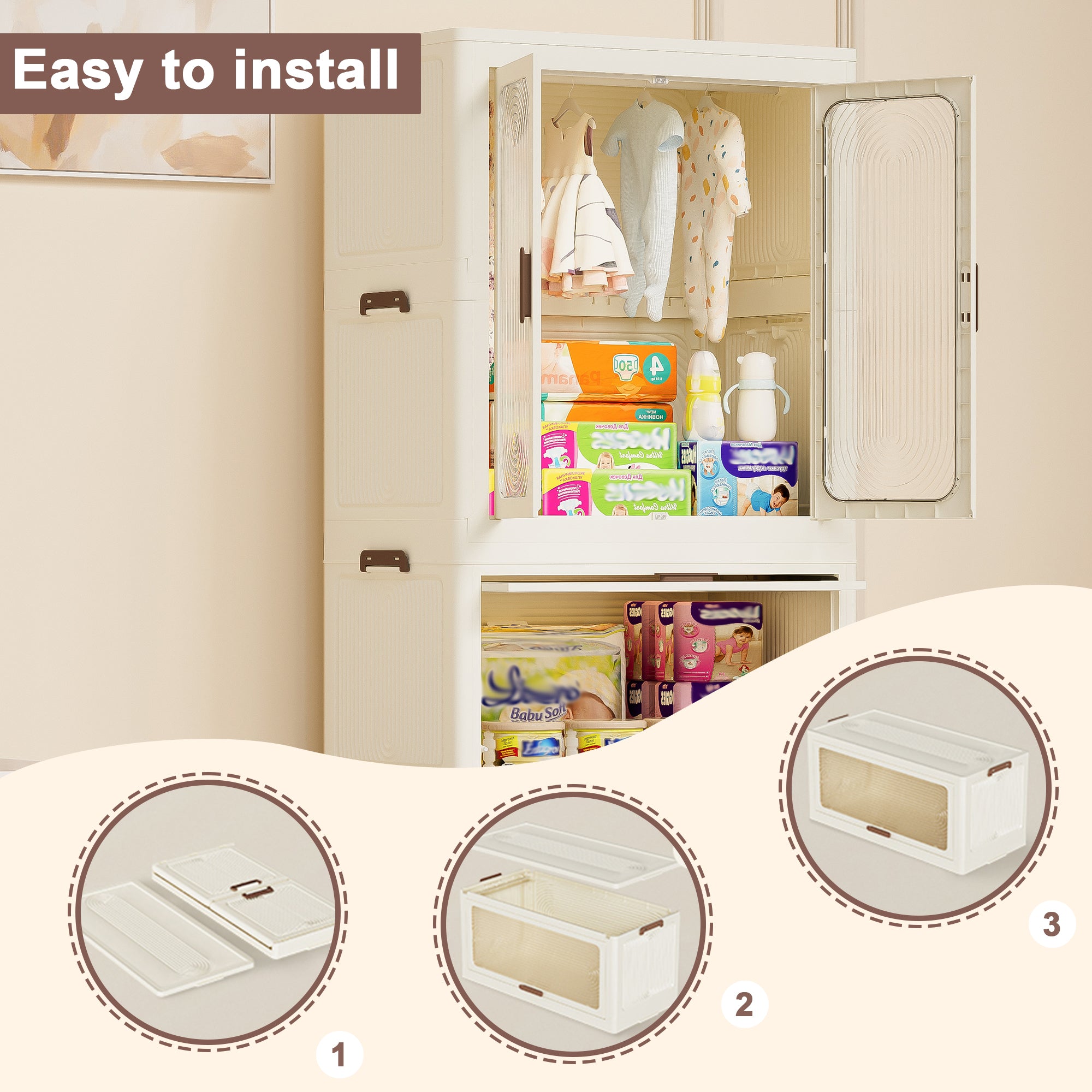 Portable Wardrobe Closet Storage Organizer for Clothes