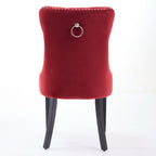 Classic Velvet Dining Chairs - Set of 2 in Burgundy