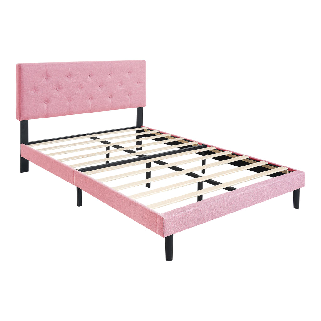 Full Size Upholstered Platform Bed Frame with Modern Button Tufted