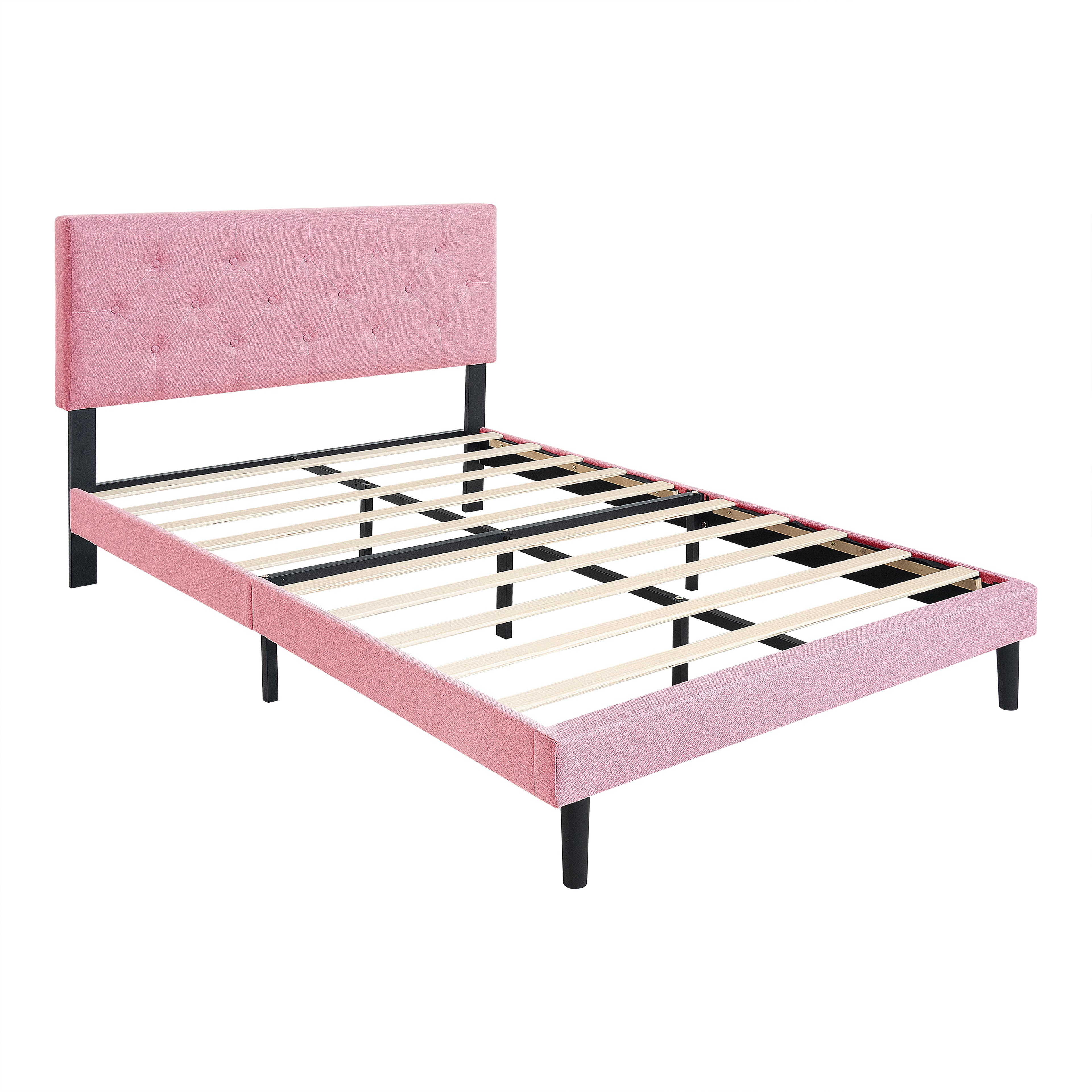 Full Size Upholstered Platform Bed Frame with Modern Button Tufted