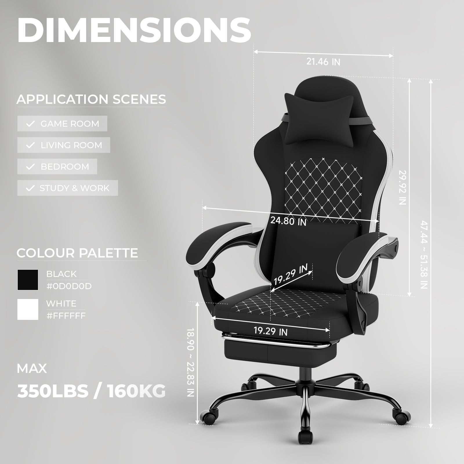Gaming Chair with Massage and Footrest