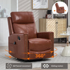 Red Genuine Leather Heat Massage Manual Recliner Chair