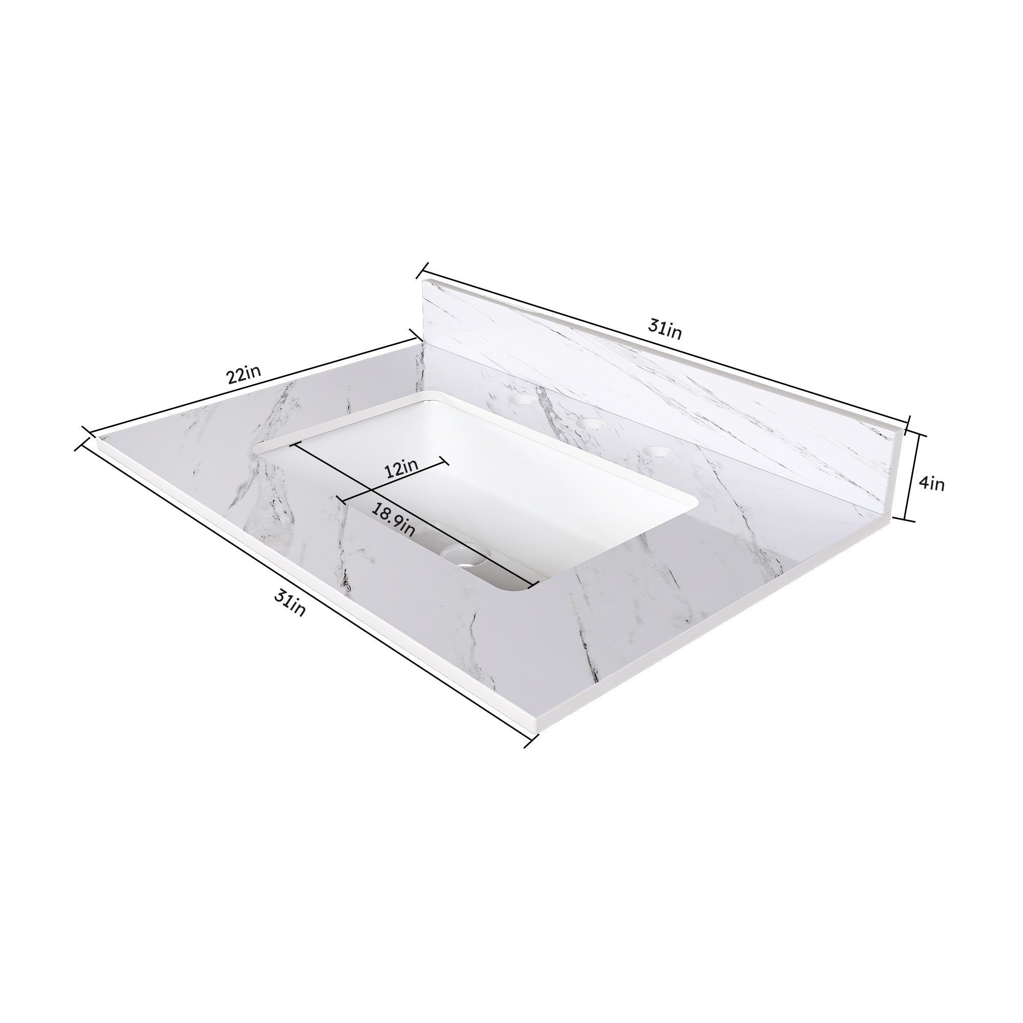 31 Inch Marble Vanity Top