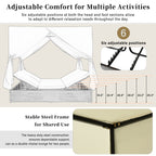U_Style Outdoor Double Chaise Lounge Daybed with Curtains
