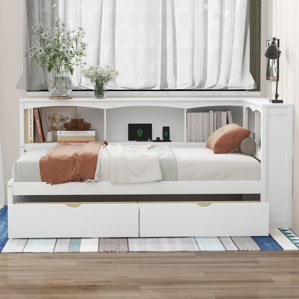 Twin Size Daybed with Two Storage Drawers and USB Ports