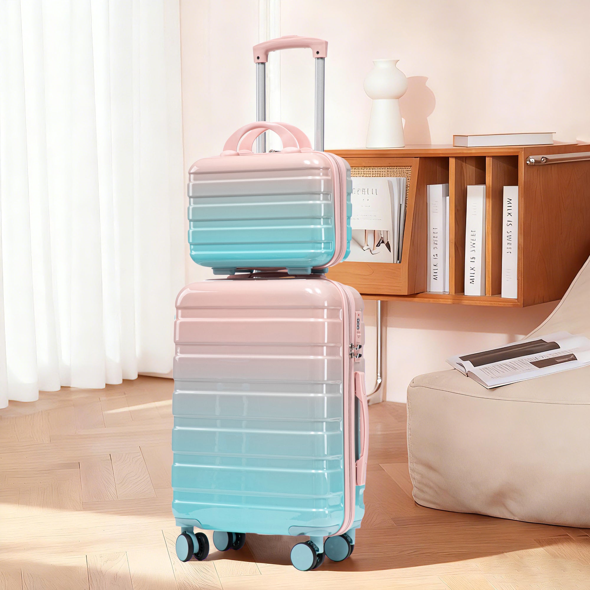 14"/20" 2-Pieces PC Spinner Wheel Carry On Luggage Set