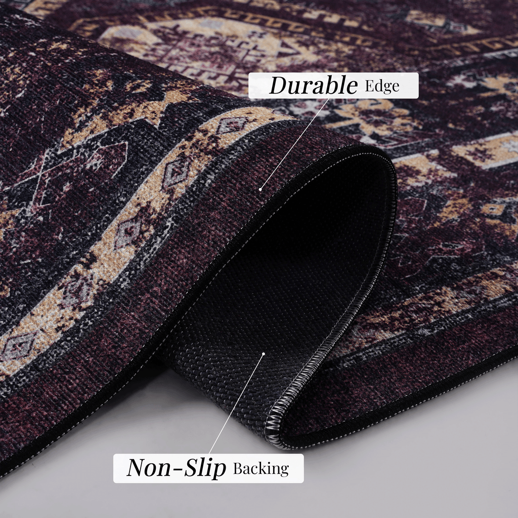 Maval Burgundy Washable Rug 8x10 Area Rug