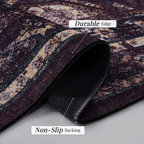 MAVAL Burgundy Washable Rug 9x12 Area Rug