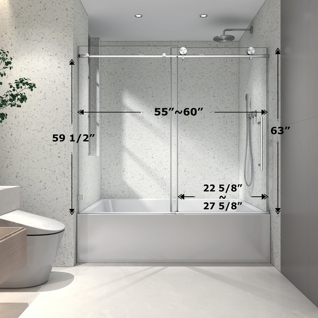 Brushed Nickel Frameless Shower Door