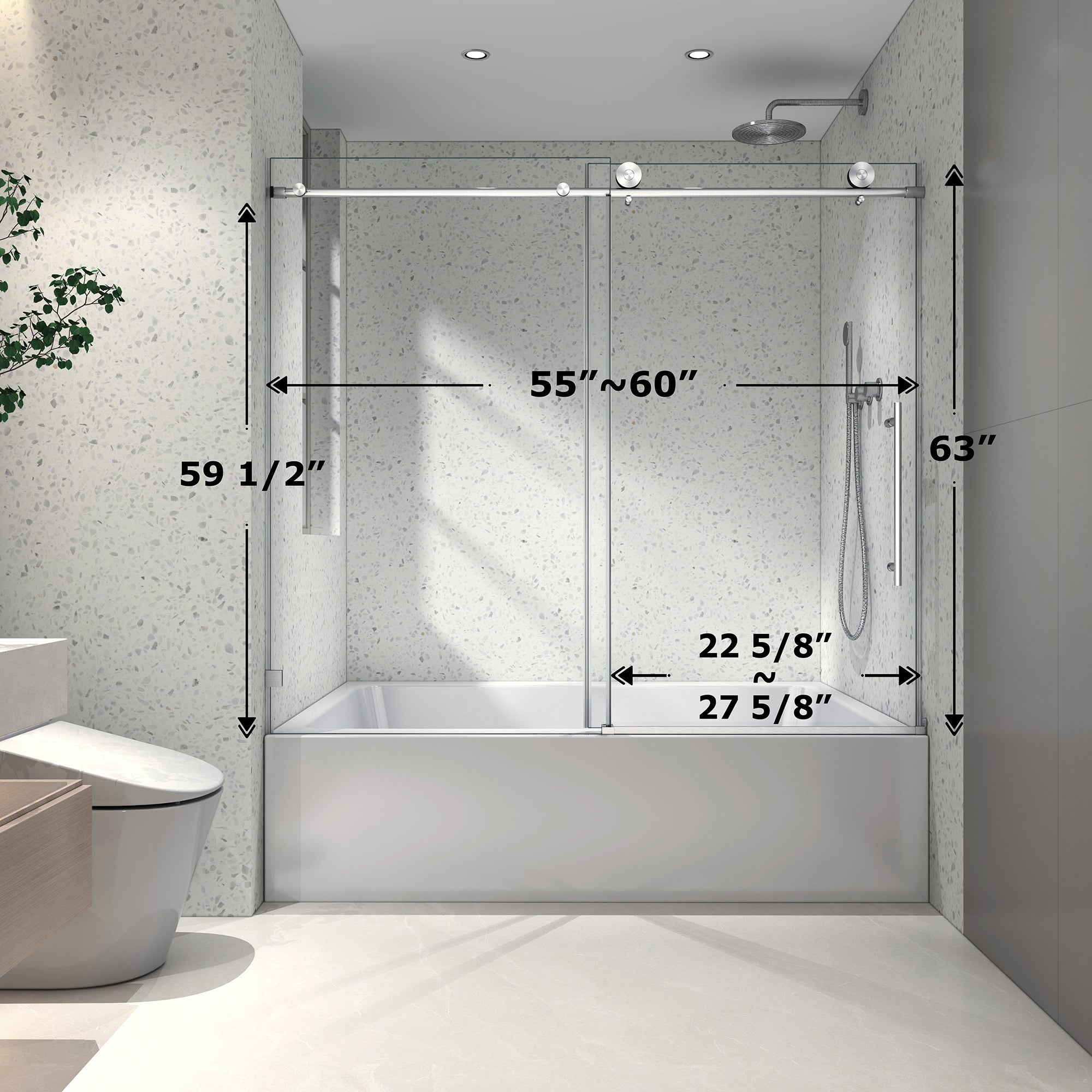 Brushed Nickel Frameless Shower Door