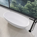 65.2 Inch Freestanding Solid Surface Soaking Bathtub