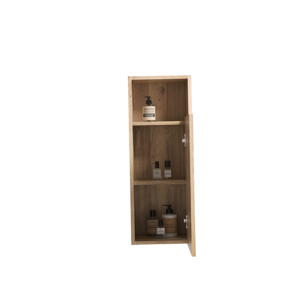 Rough Oak Floating Bathroom Cabinet, 12-Inch Wall-Mounted Storage
