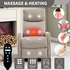 Khaki Heat Massage Manual Recliner Chair
