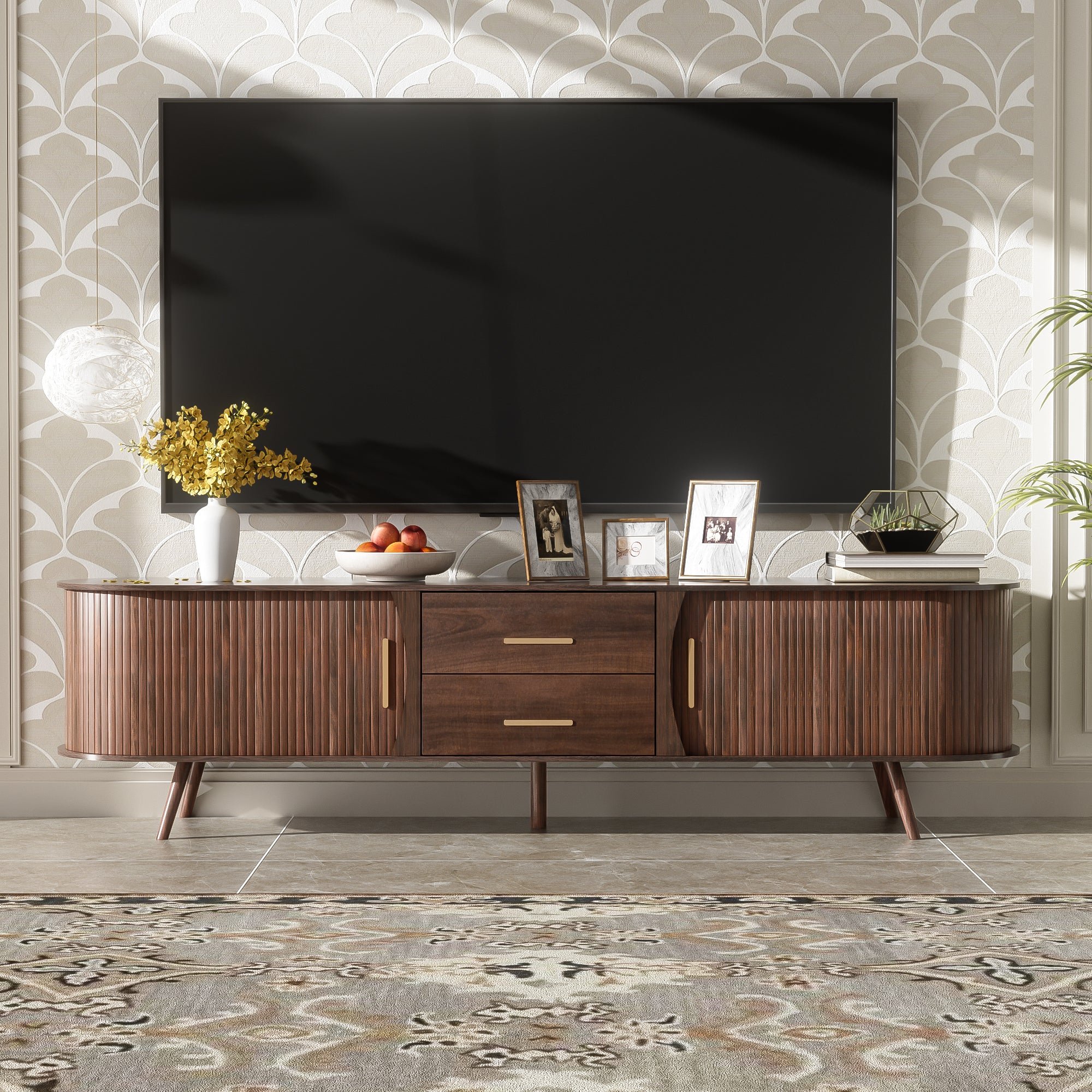 Mid-Century Modern TV Stand for 80" TV