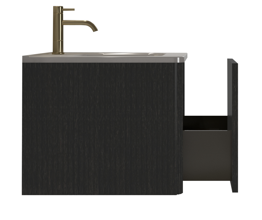 Etna 24-Inch Floating Bathroom Vanity, Black Melamine with White Ceramic Sink