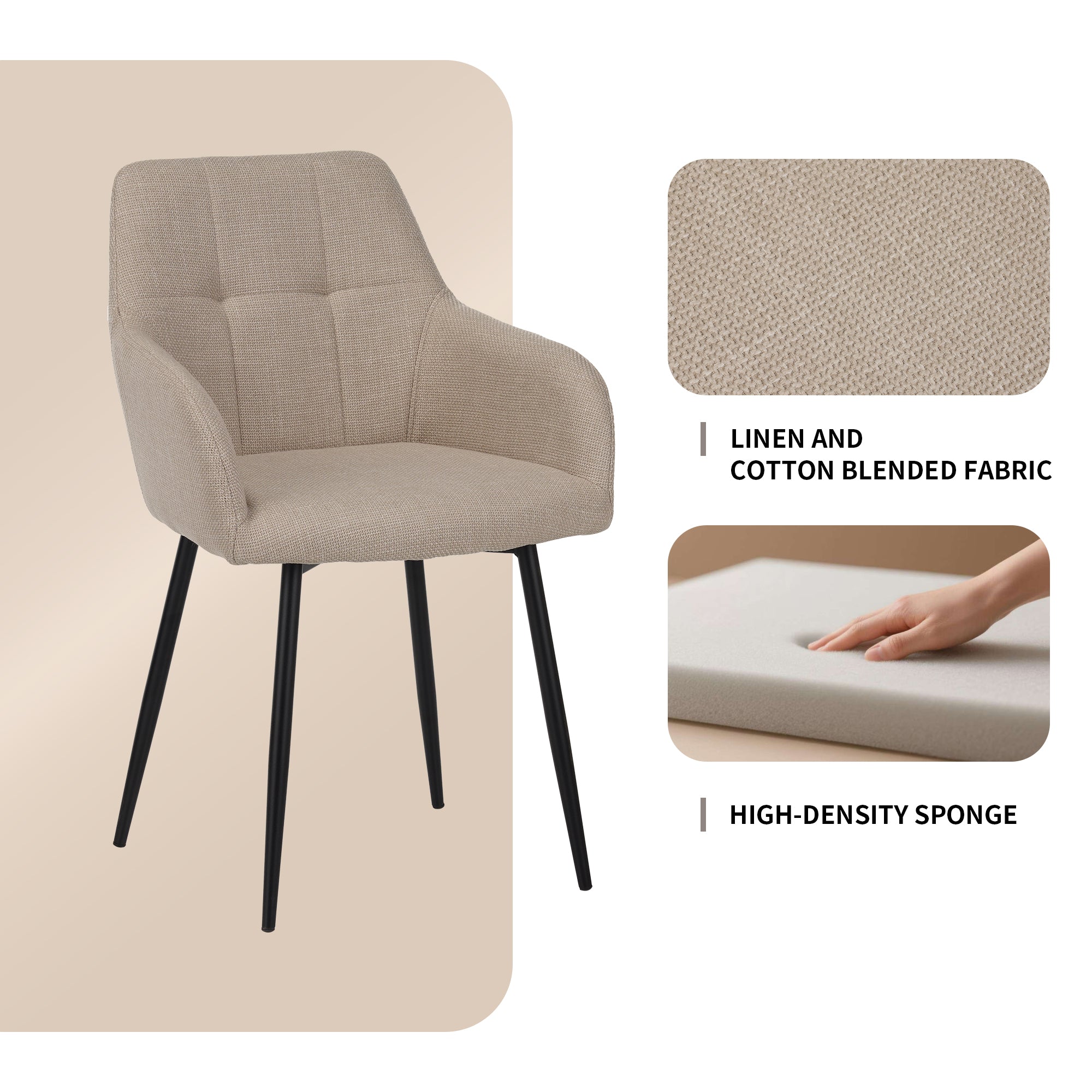 Beige Dining Chair 2-Piece Set