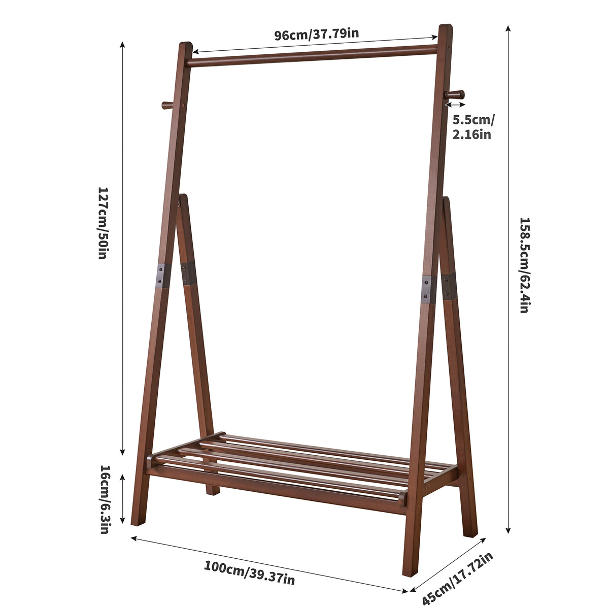 Heavy-Duty Solid Wood Freestanding Clothes Rack