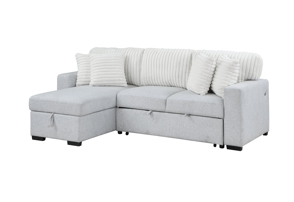 Ford Light Grey/White Reversible Pull Out Sofa Bed