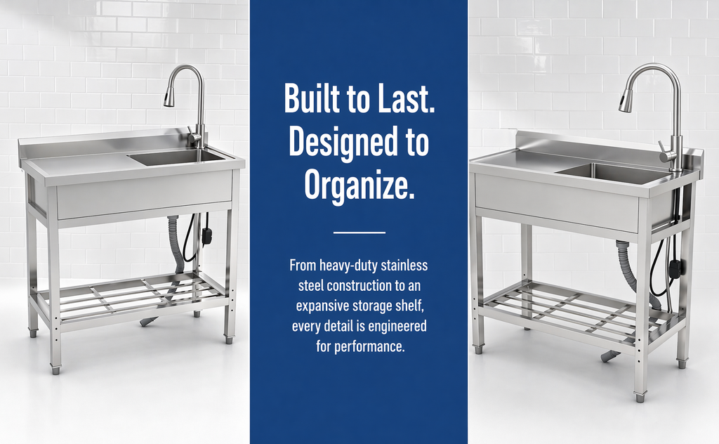 Stainless Steel Utility Sink, Freestanding Sink 2