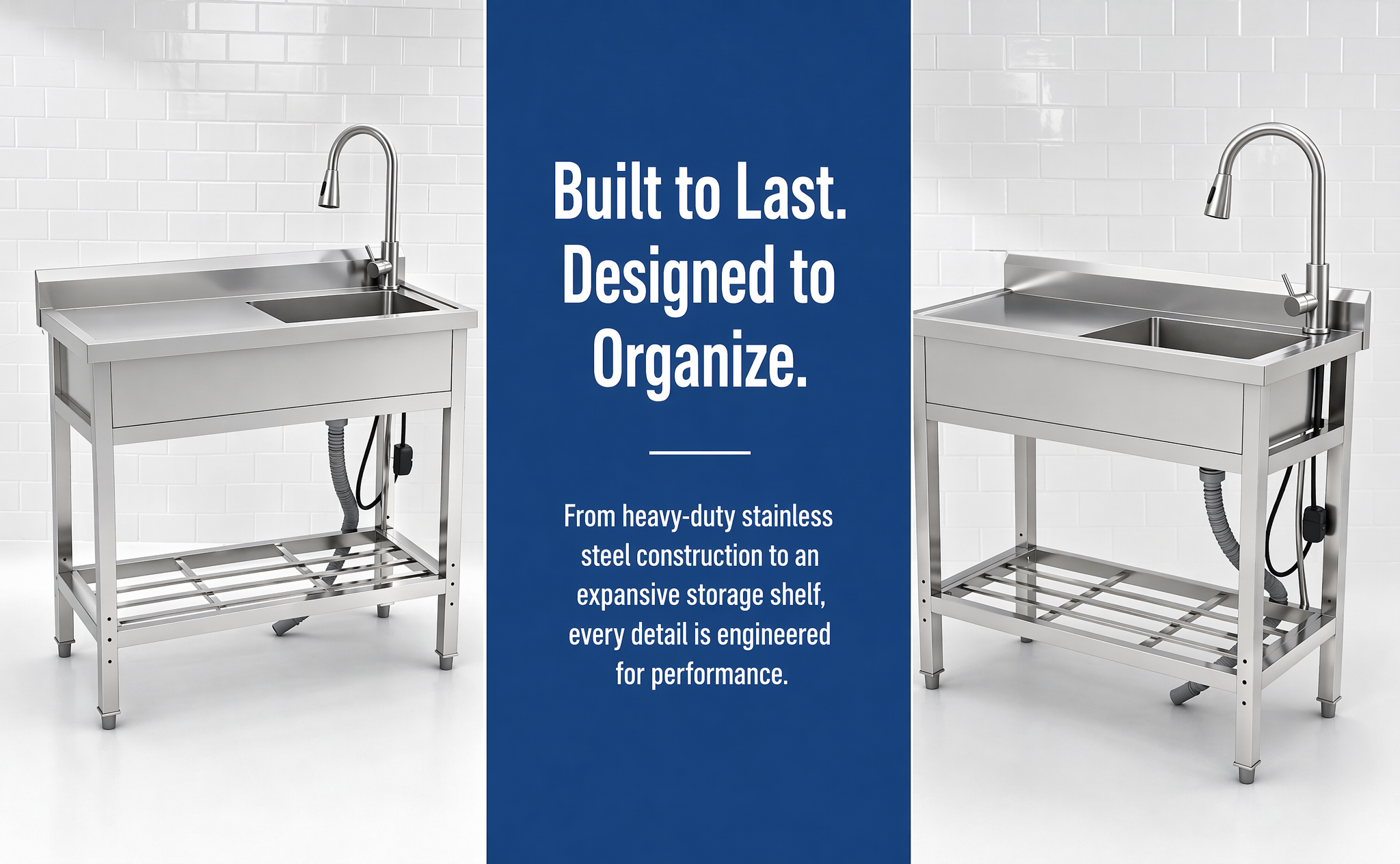 Stainless Steel Utility Sink, Freestanding Sink 2