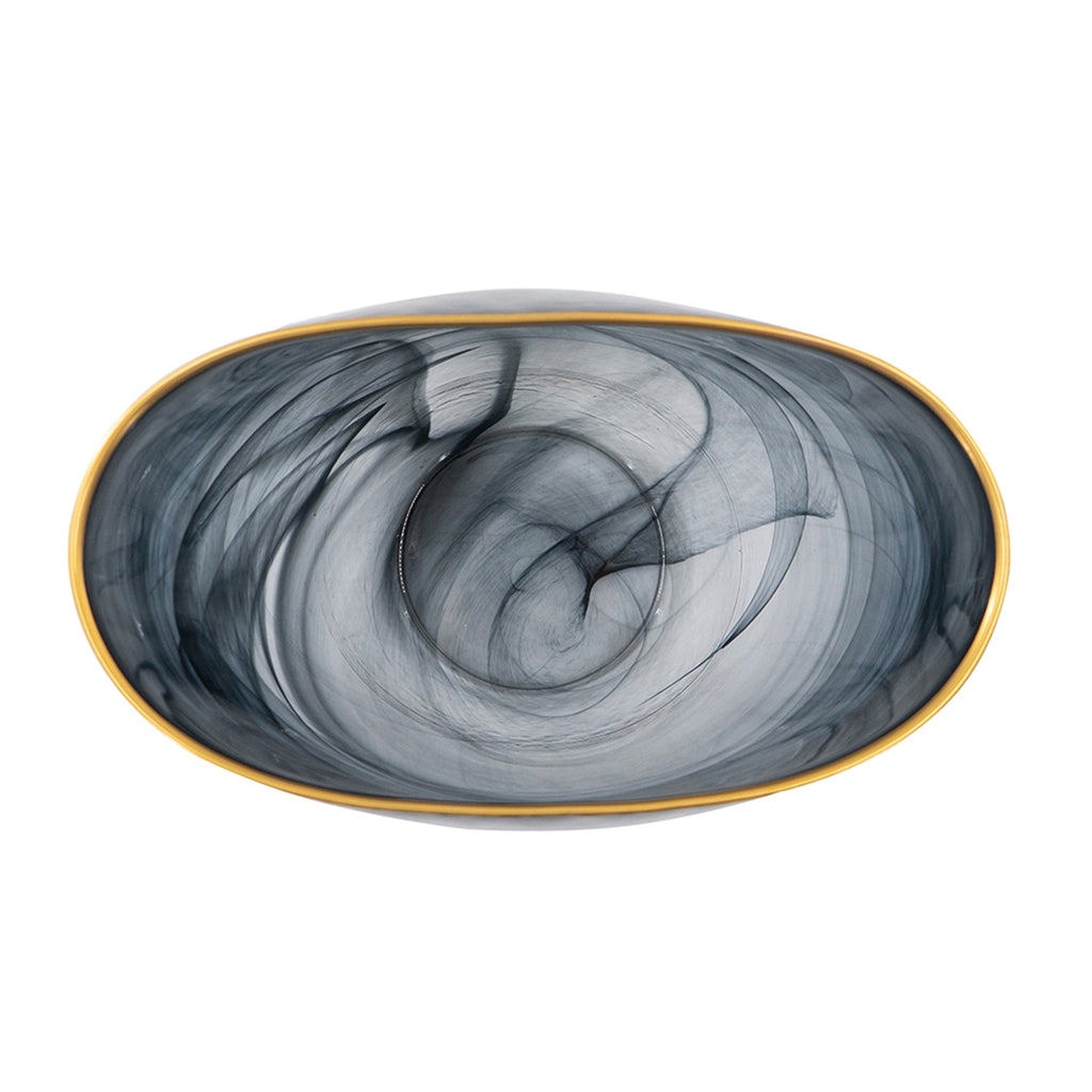Smokey Black Gold Rimmed Glass Vase