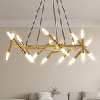 41" Golden Modern Chandelier Light Fixture, Branch Design with Frosted Tubes