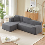 Modern Minimalist L-Shaped Corduroy High Back Sofa