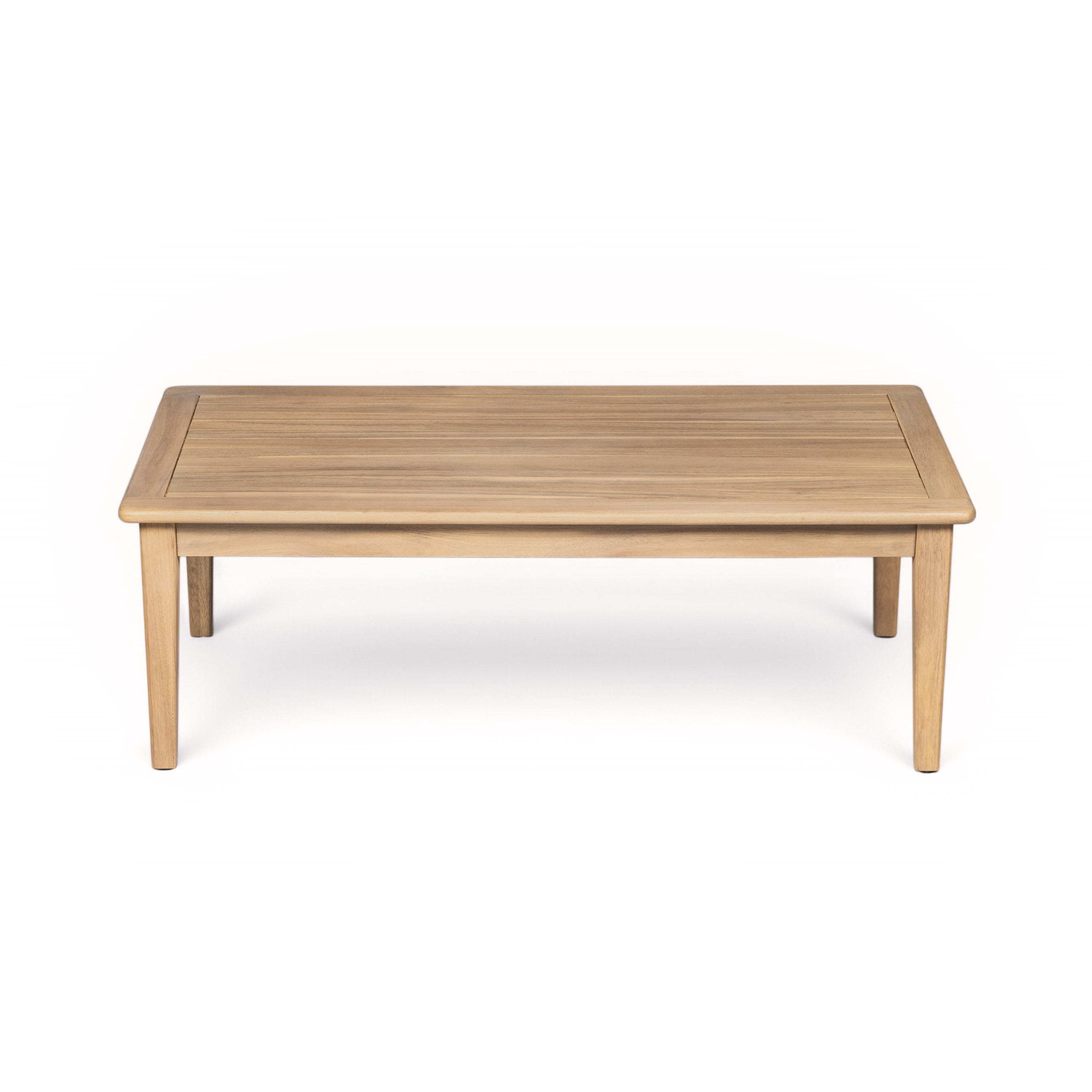 Outdoor Acacia Wood Loveseat with Coffee Table, Light Teak Frame
