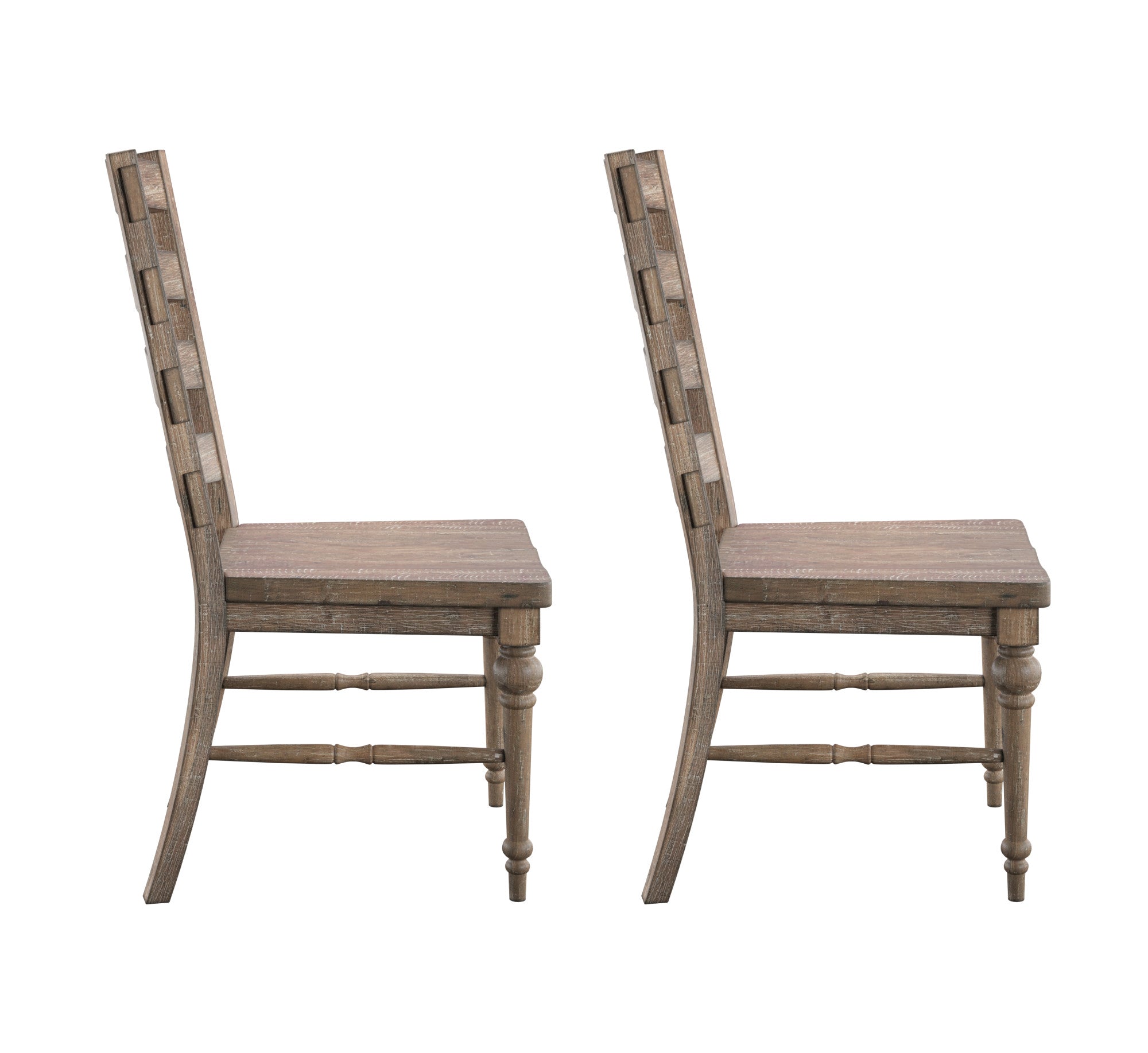 Taupe Ladderback Dining Chairs, Set of 2