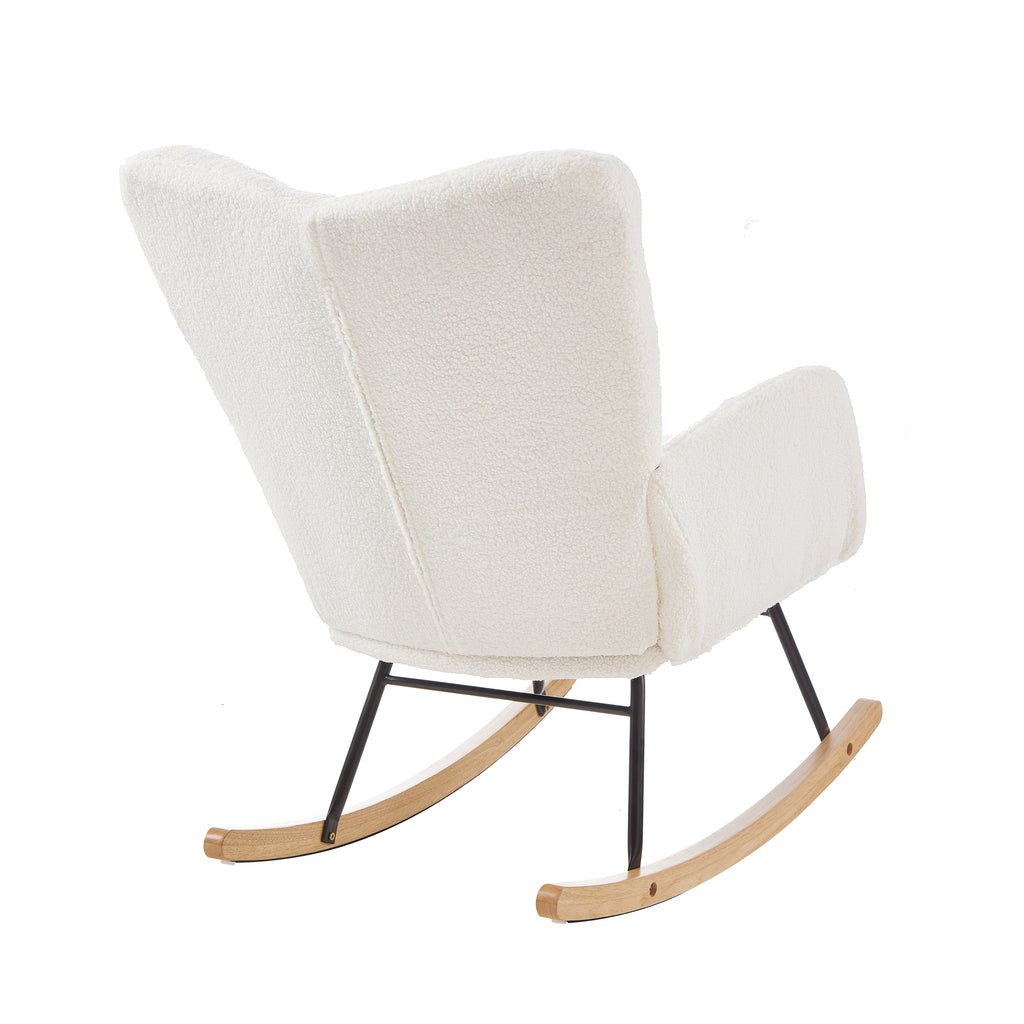 Tufted Upholstered Teddy Fabric Glider Chair for Living Room